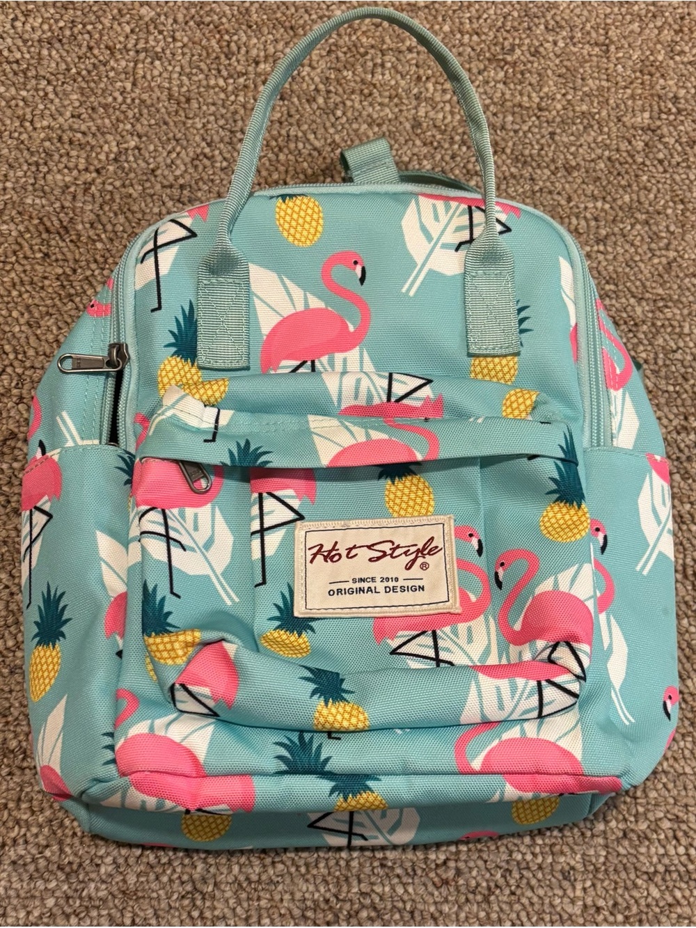 Hot Style Bestie Turquoise Flamingo Print Backpack